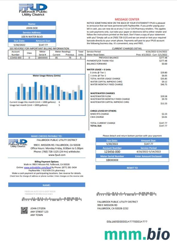 USA Fallbrook Public rachunek za media szablon w formacie Word i PDF